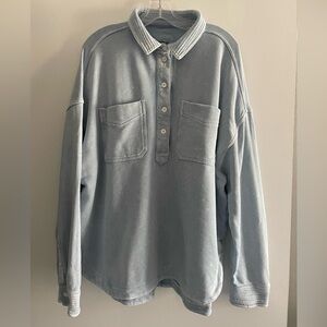 Aerie Light Blue Casual Pullover with button details
